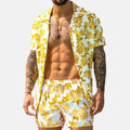 Men's Full Size Button Up Shirt and Shorts Set Plus Size