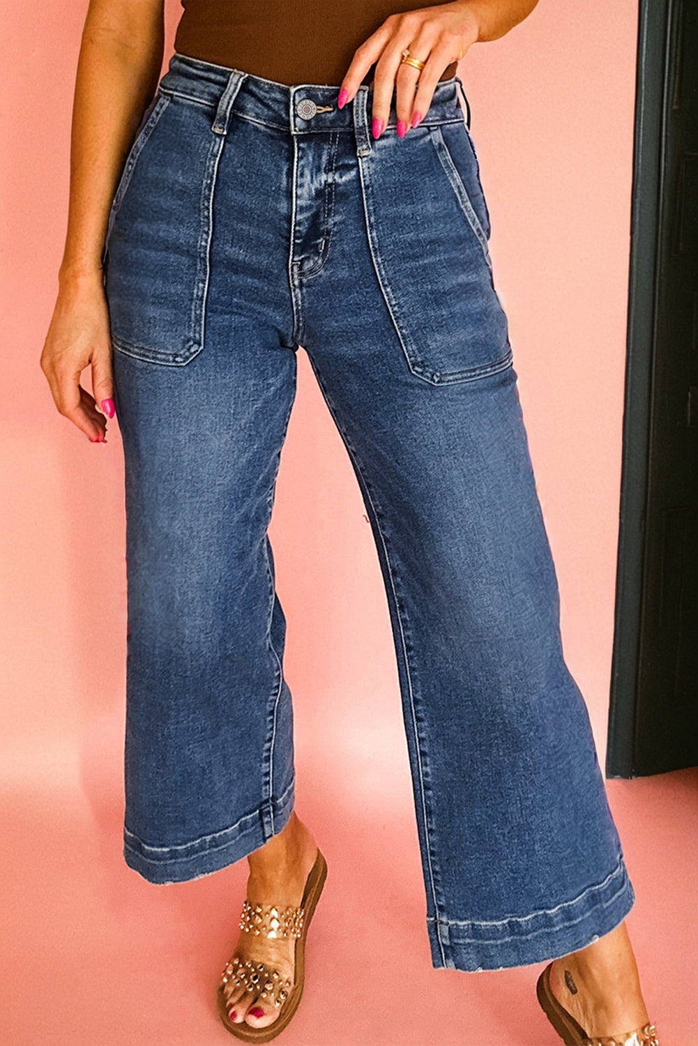 Courtney Cropped High Rise Wide Leg Jeans