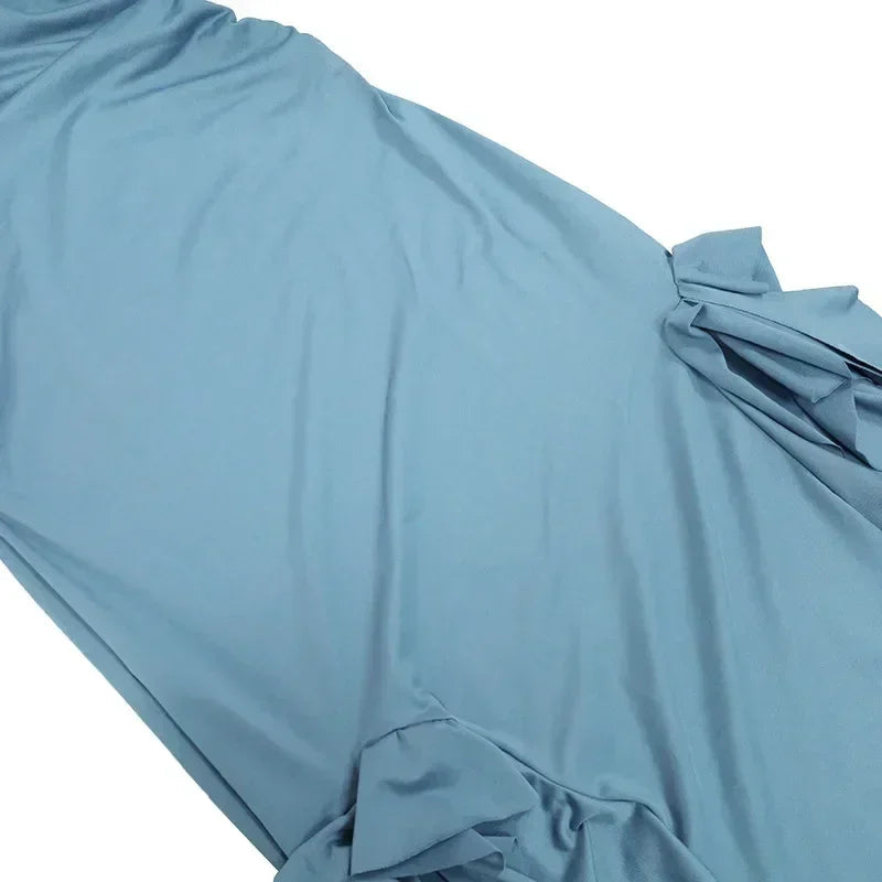 BWQ Long Dresses For Women Slit Sexy Bodycon Sleeveless Jellyfish Dress Hot Girls Fashion Off The Shoulders Maxi Dress Woman