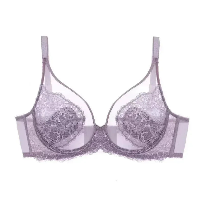 Lingerie Women's Thin BrasLace Full Cup BrasBeautifully Embroidered BrasAnti-SaggingUltra-Thin Bras